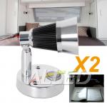 2X12V Cool White LED Swivel Reading Light Interior Bedside Book Chart Ipad Lamp RV