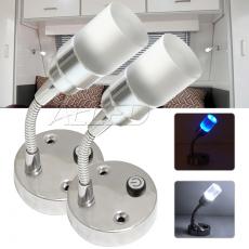 2X12V Cool White/Blue Programmed Switch Flexible Crystal LED Reading Lamp RV/Marine/Car/Trailer ...