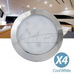 4X12V 76MM Silver shell Cool White LED Dome Light Cabin Ceiling Lamp Caravan/Cam...