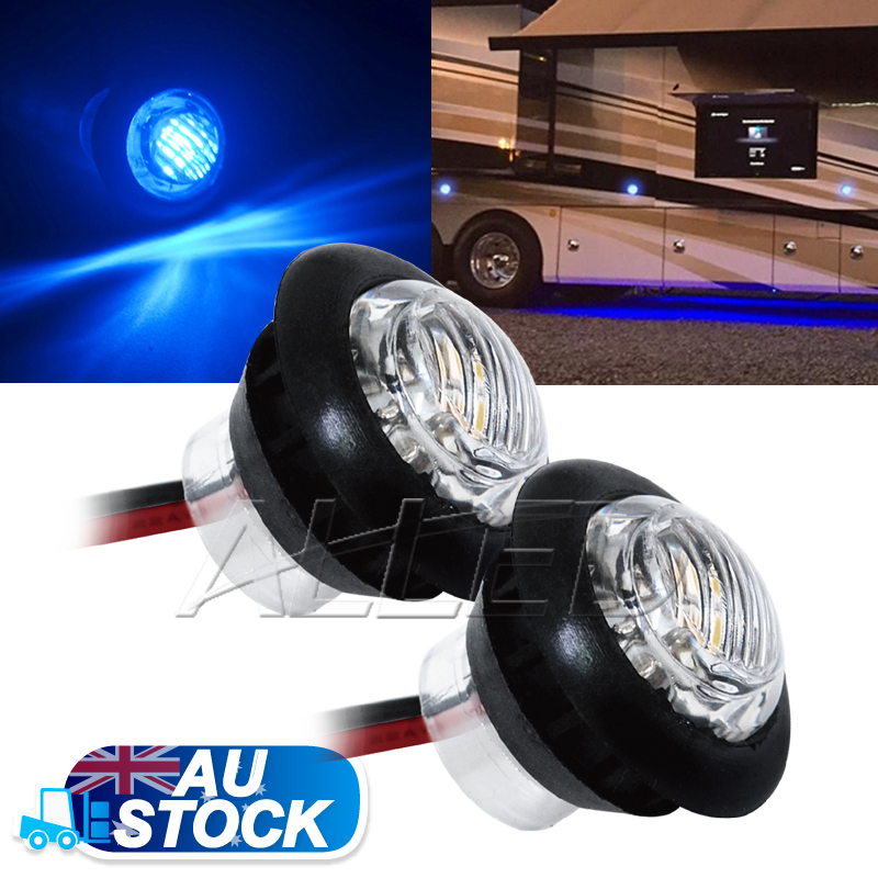 2xblue 12v led flush mount car truck trailer mini marker light