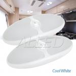 2x12VLED Double Oval Celling Light Cool white Caravan RV boat Interior Cabin Lam...
