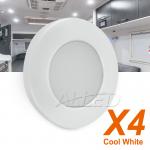 4X12VDC Cool White 70mm LED Recessed Cabinet Down Light White Shell