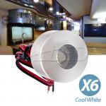 6X12V 350mA 1W LED Cylindrical Cabinet Dome Light Cool White