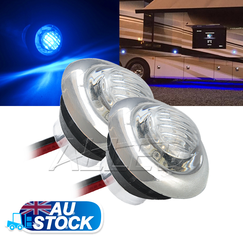 2x12v Waterproof Blue Steps/Stair Lighting Motorcycle RV Camper Side Marker Lamps_LED Side