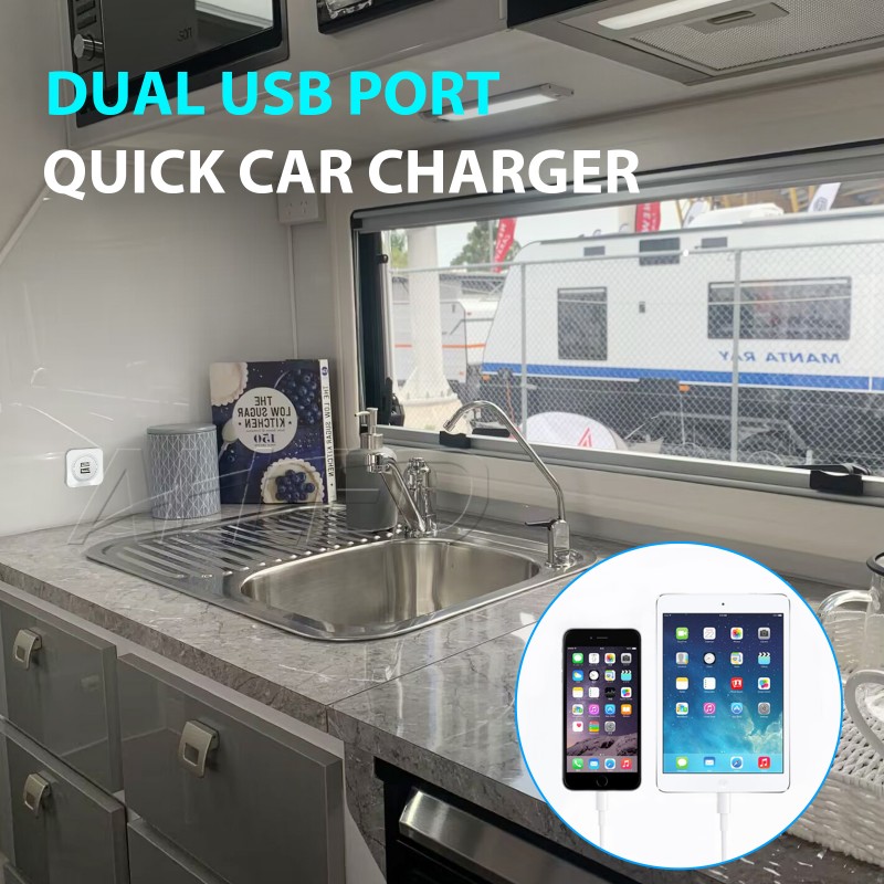 12v DC wall mounted dual USB portal, 24v DC wall mounted dual USB