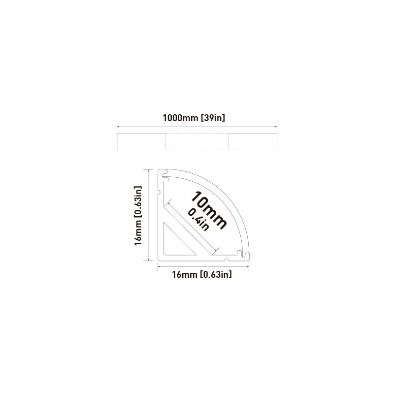 5x1m V Shape Extrusion Alloy Aluminum Channel Bars, Under Wall Mounted Alloy Aluminum