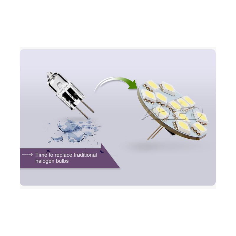 12V LED G4 Bulb Cool White, Back Pin Cabinet/Down Halogen Replace Lamp